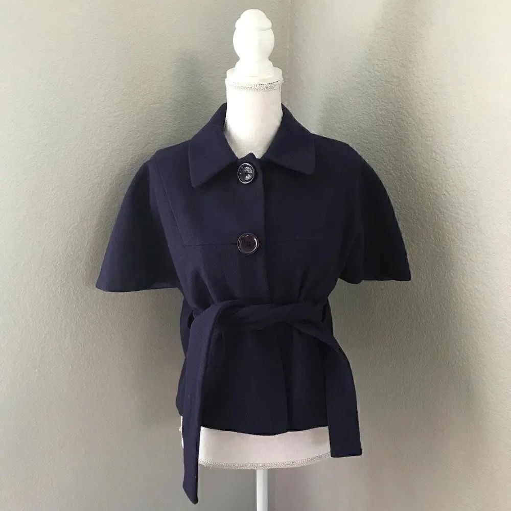 Michael Kors Navy Blue Short Sleeve Coat Small